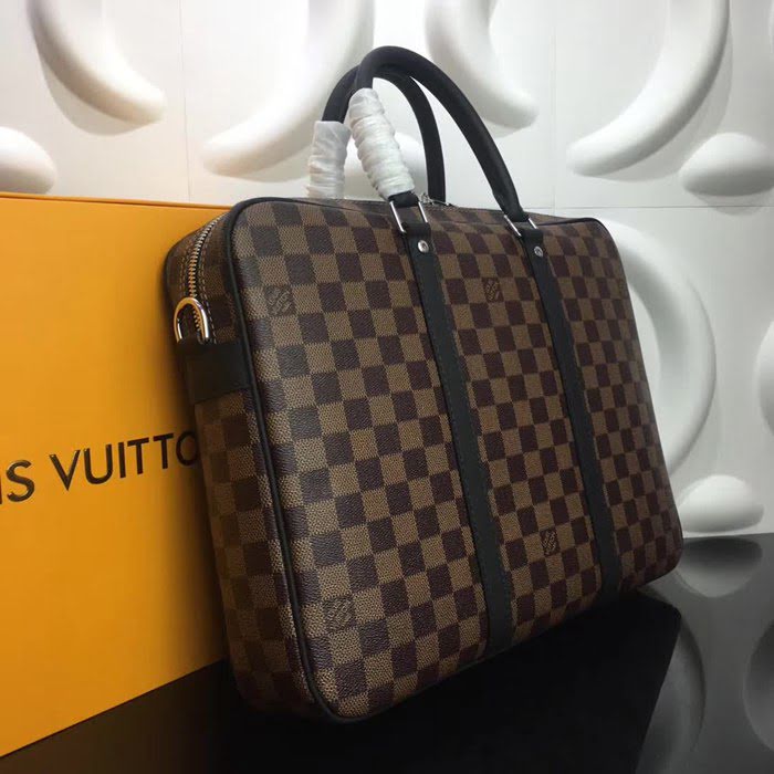 路易威登LV頂級原單 41478 啡格 Damier Graphite格紋帆布小號公事包 YDH1275